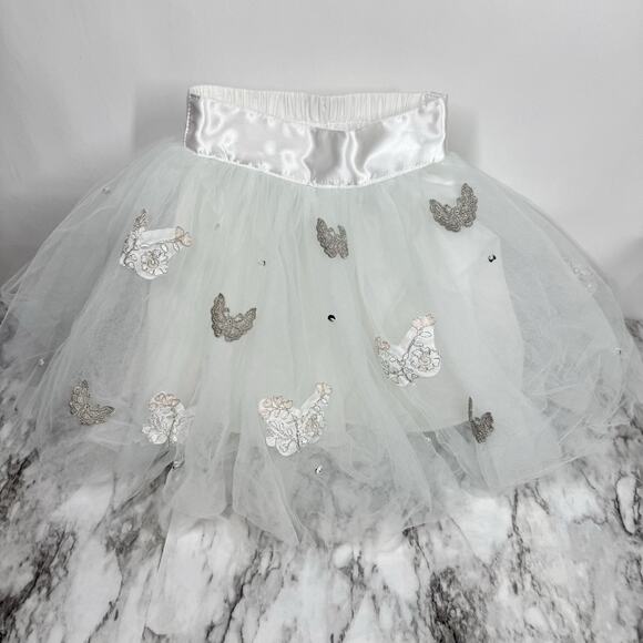 Pottery Barn Kids x Monique Lhuillier Butterfly Tulle Tutu Embroidery Satin 3 + - Picture 1 of 7